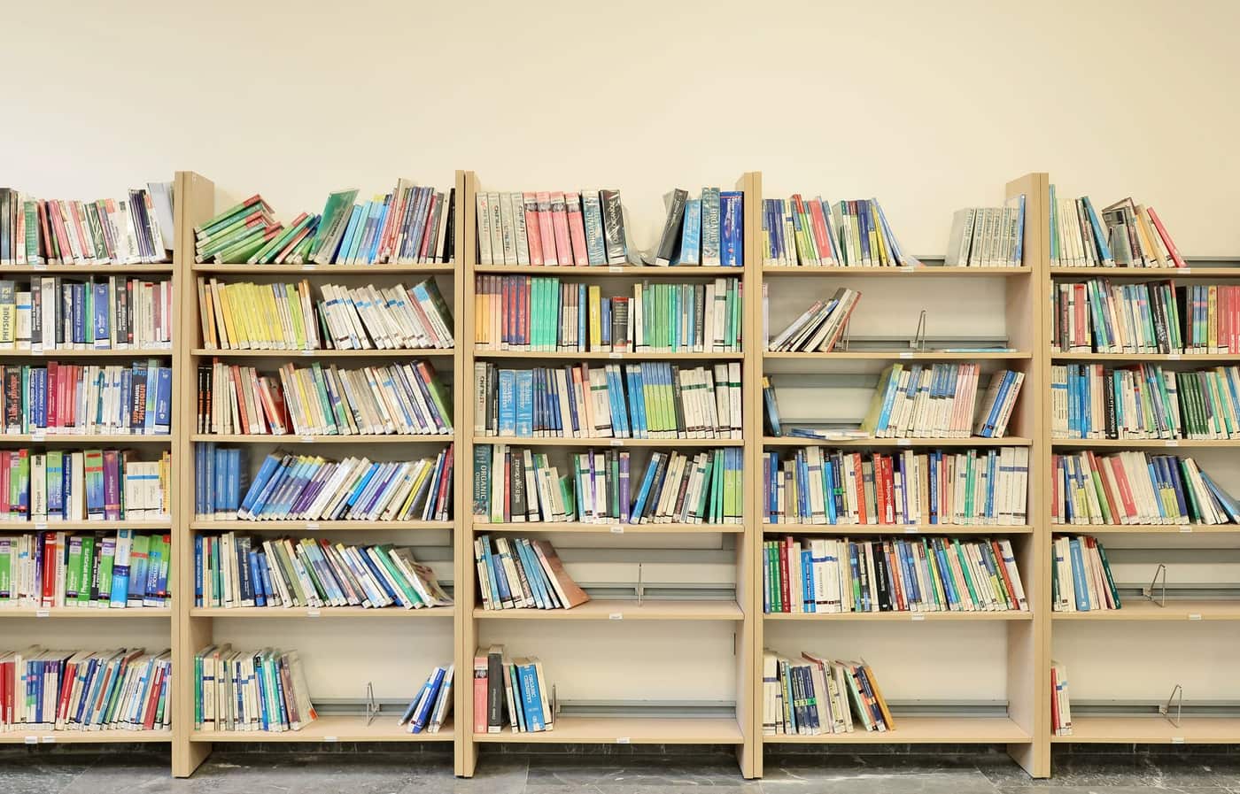 A shelf of paperbacks in warm light